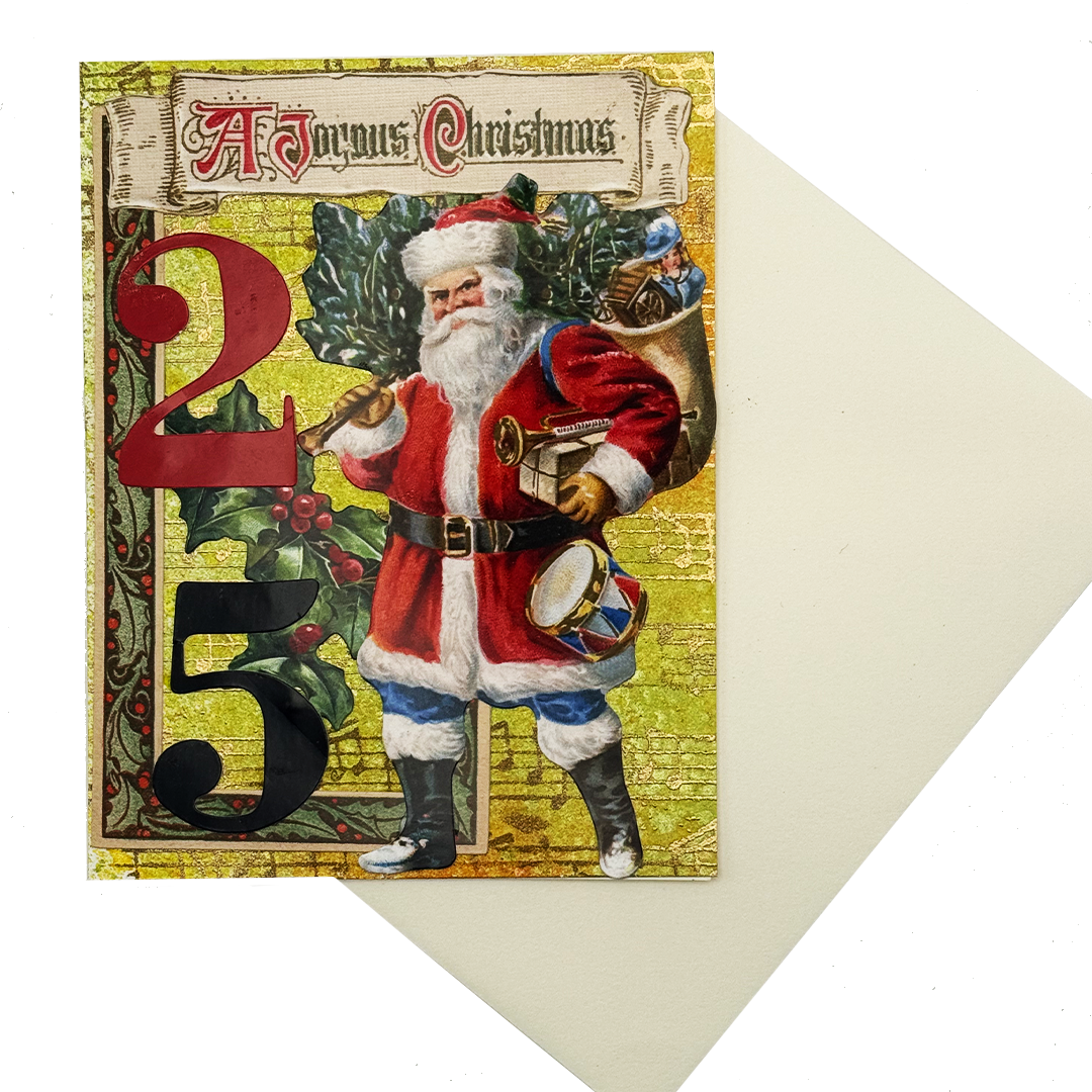 A Joyous Christmas — Vintage Santa Greeting Card