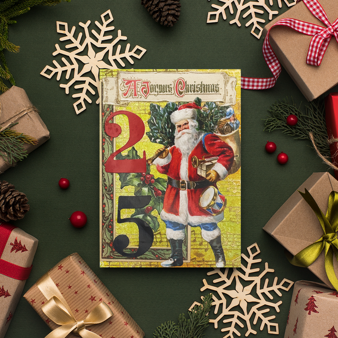 A Joyous Christmas — Vintage Santa Greeting Card