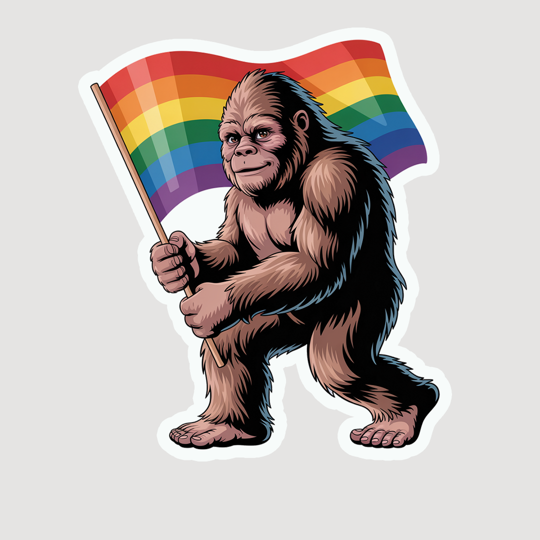 Big Foot with Pride Flag Sticker