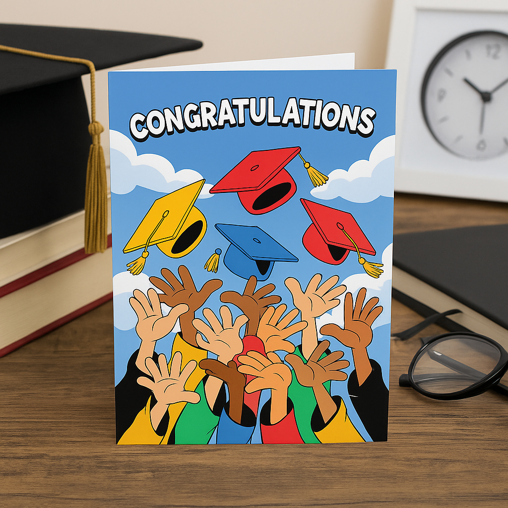 Graduation Caps in Aire Graduation Card
