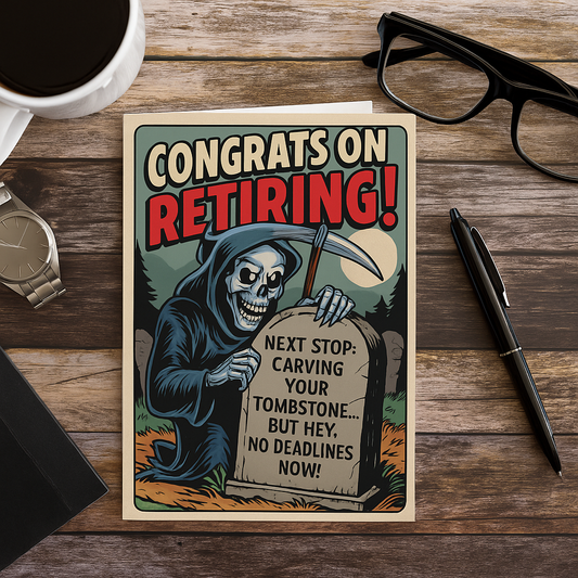 Grim Reaper Retirement Card