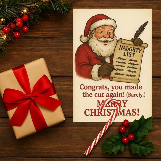 Santa’s Naughty List Christmas Card – Funny Holiday Greeting Card